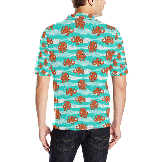 Octopus Cute Design Print Themed Men Polo Shirt