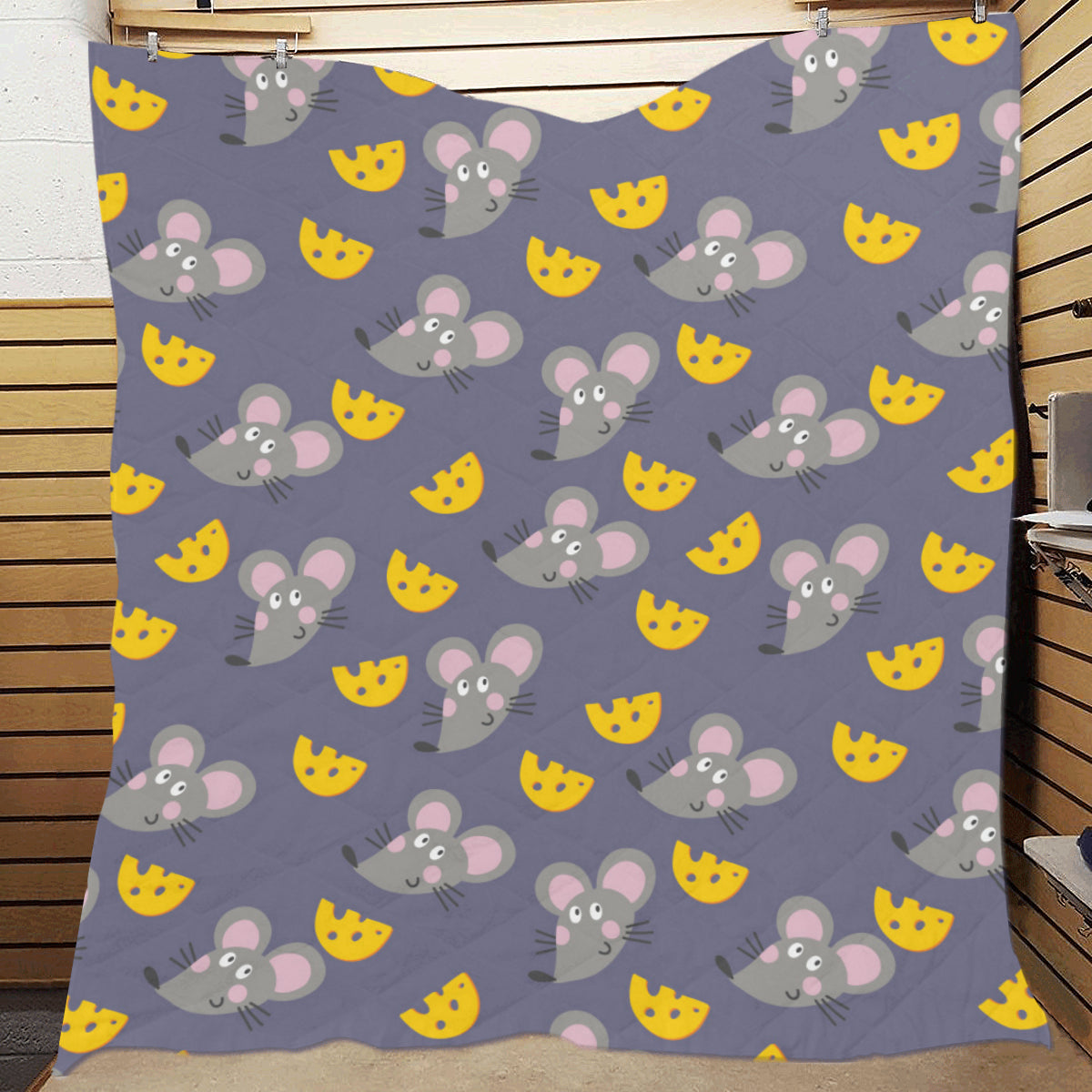 Rat With Cheese Pattern Print Design 01 Premium Quilt