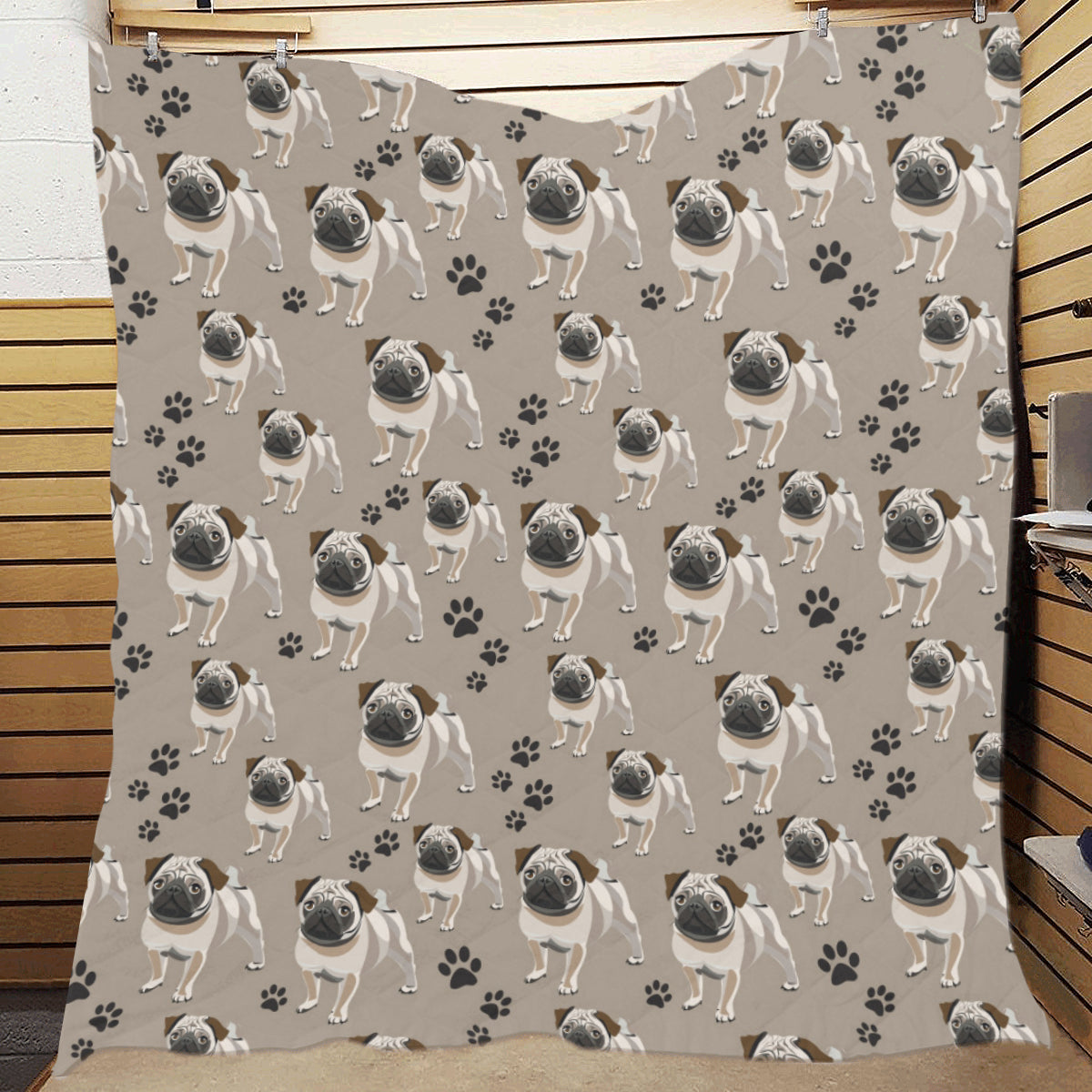 Pug Pattern Print Design A04 Premium Quilt