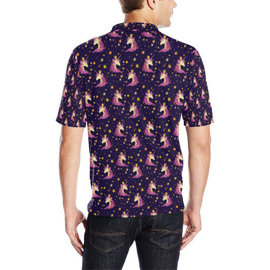 Unicorn Princess Star Sparkle Men Polo Shirt
