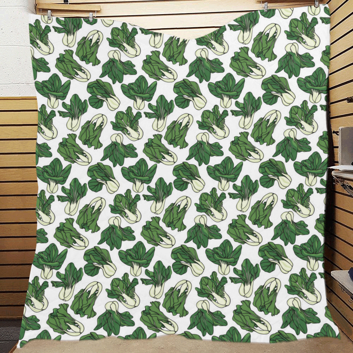 Bok Choy Pattern Print Design 02 Premium Quilt