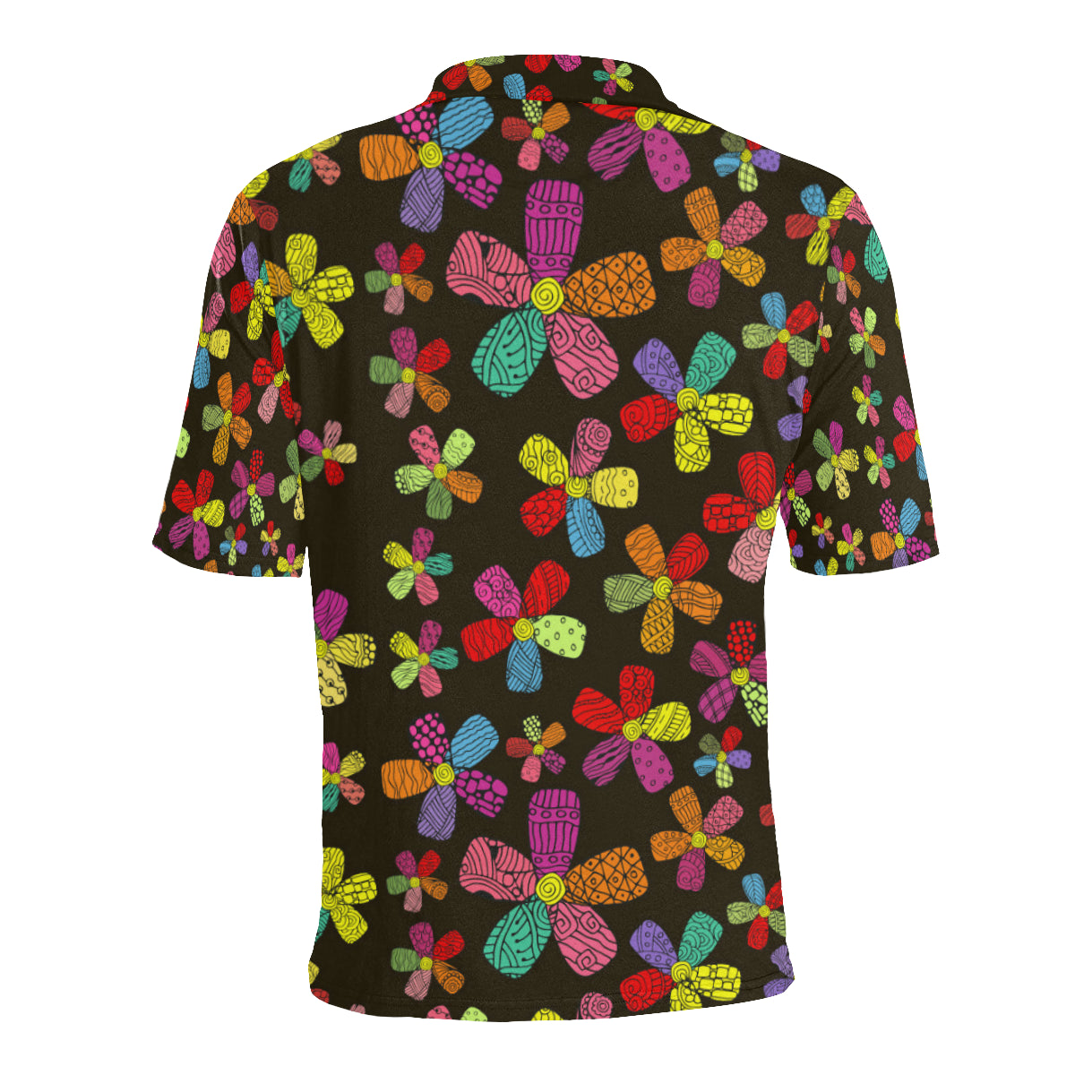 Flower Power Colorful Print Pattern Men Polo Shirt