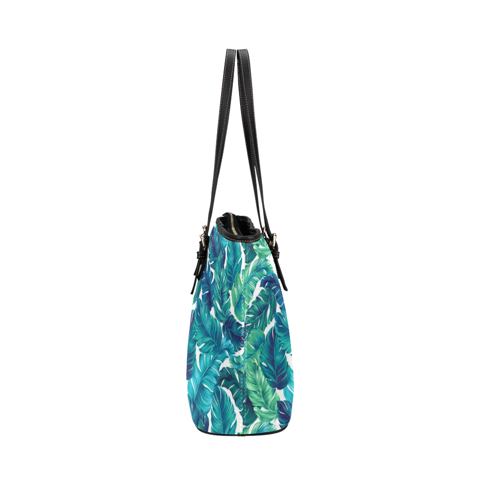 Brightness Tropical Palm Leaves Leather Tote Bag