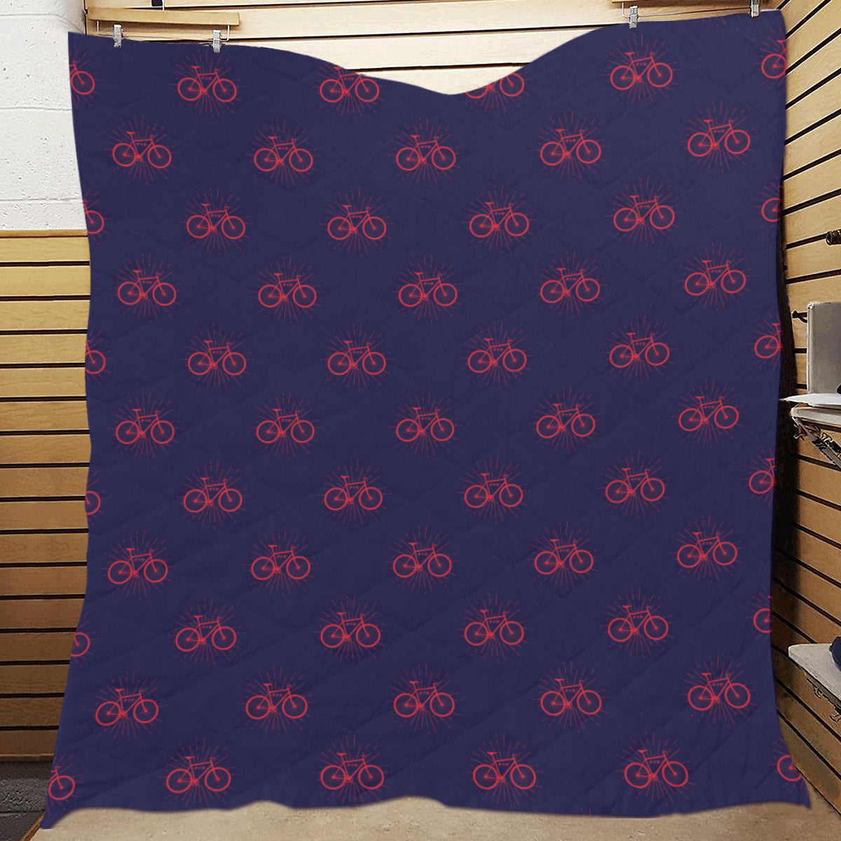 Bicycle Pattern Print Design 01 Premium Quilt