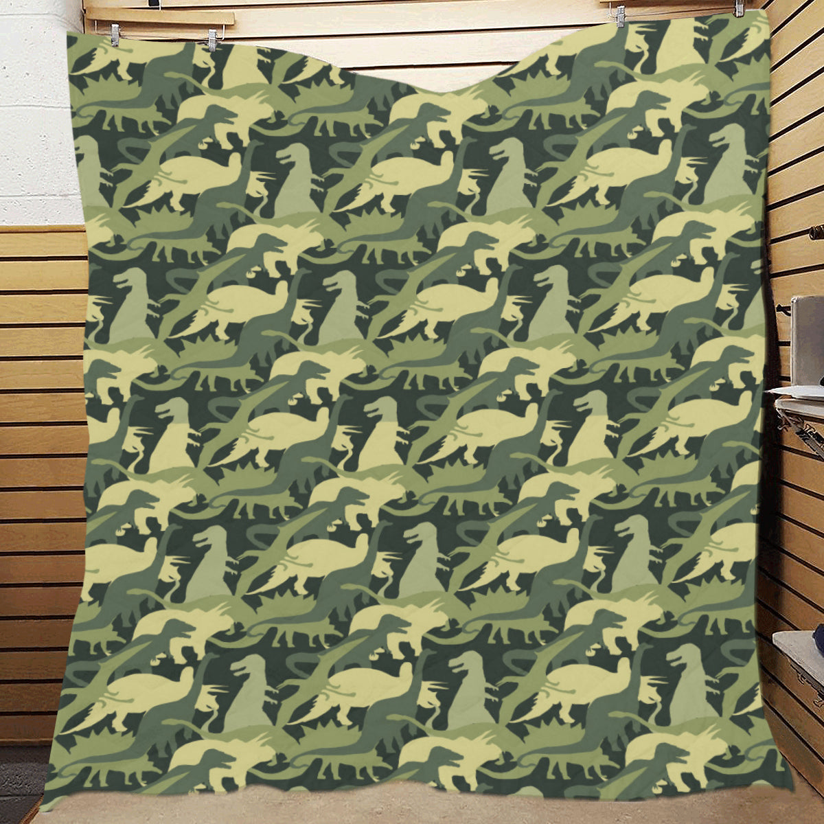 Camouflage Dinosaur Pattern Print Design 03 Premium Quilt