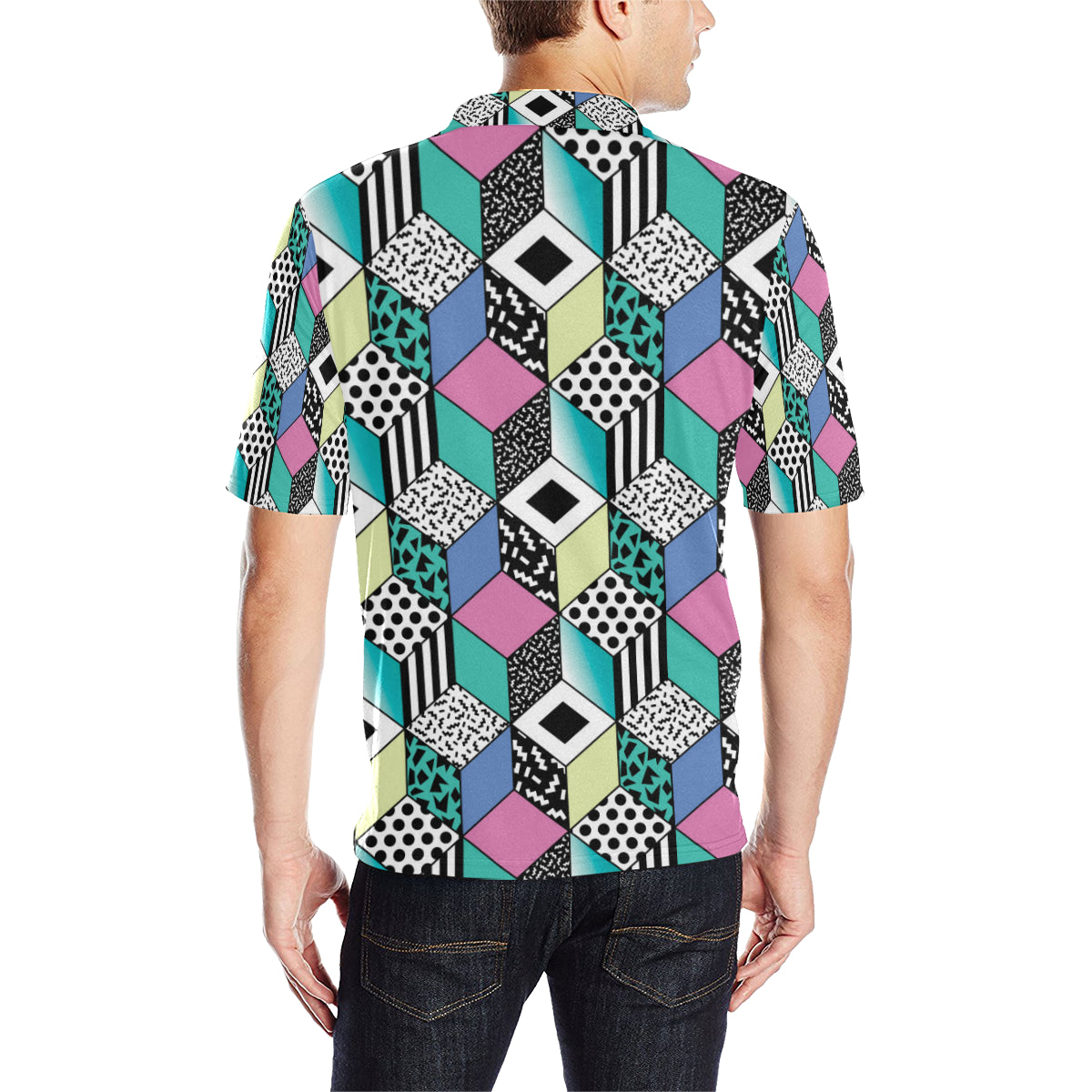90s Pattern Print Design 3 Men Polo Shirt