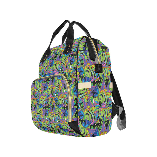 Psychedelic Trippy Mushroom Themed Diaper Bag Backpack
