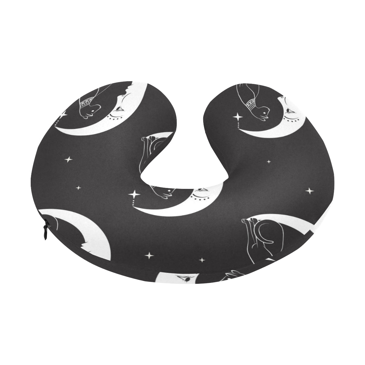 Moon with Cat Pattern Print Design 04 U-Shaped Travel Neck Pillow