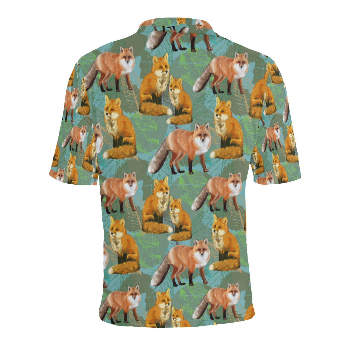 Fox Autumn leaves Themed Men Polo Shirt