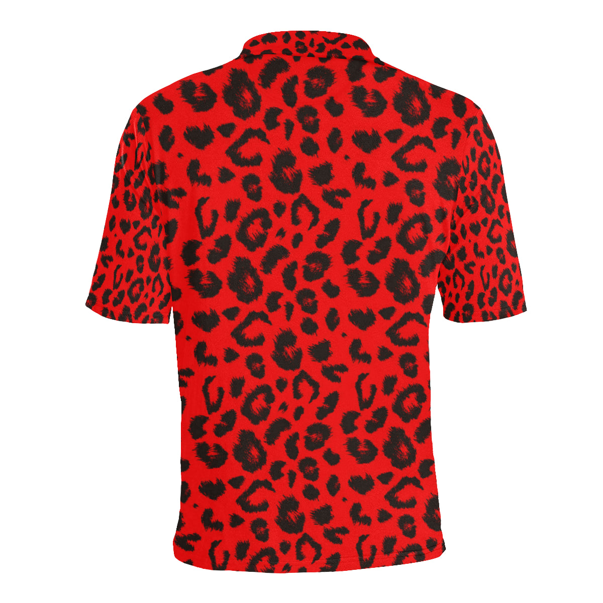 Leopard Red Skin Print Men Polo Shirt