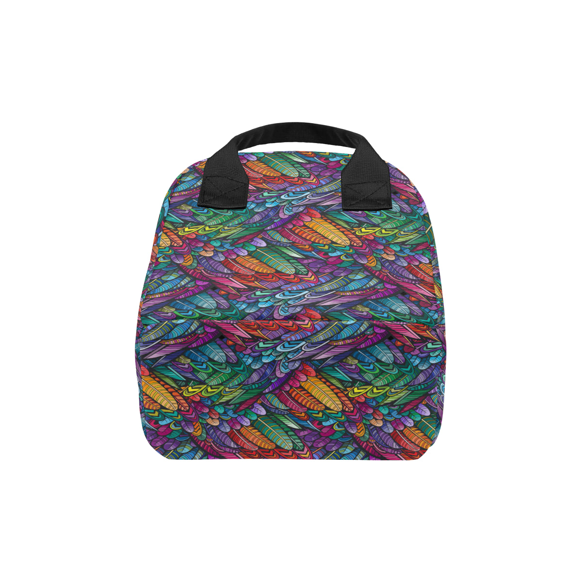 Feather Multicolor Design Print Insulated Lunch Bag