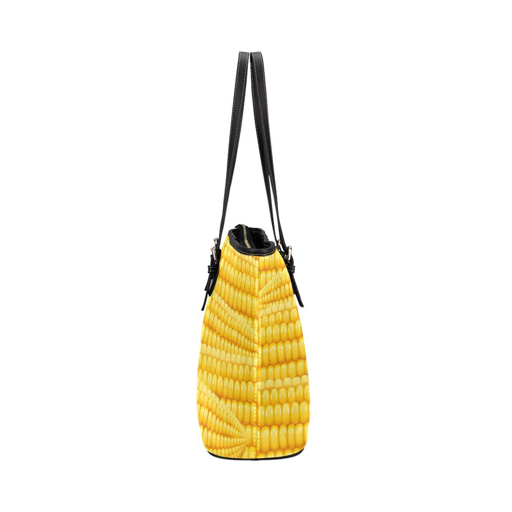 Agricultural Corn cob Pattern Leather Tote Bag