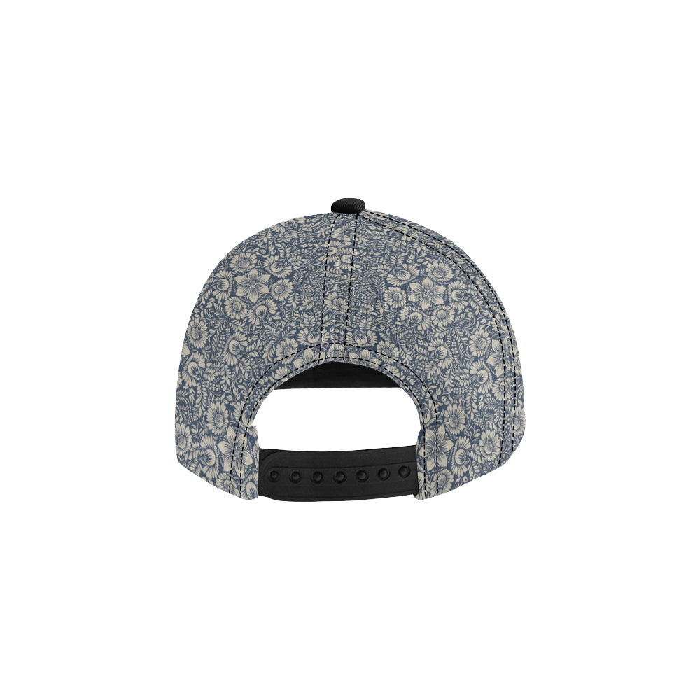 Elegant Floral Print Pattern Snapback Cap
