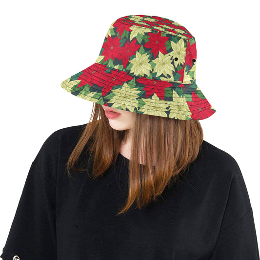 Poinsettia Pattern Print Design POT06 Unisex Bucket Hat