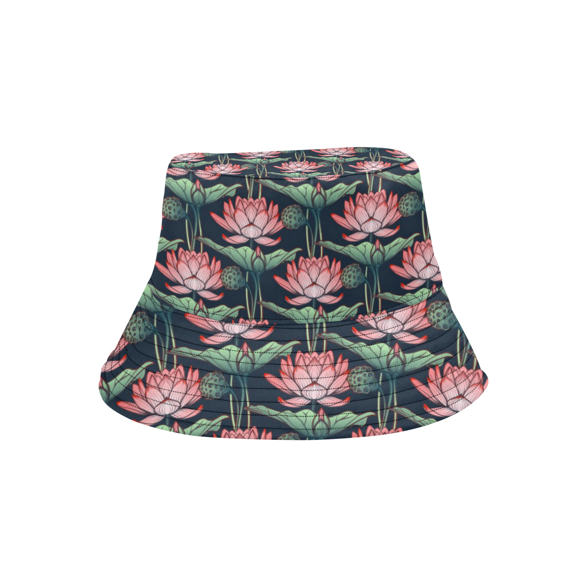 Water Lily Pattern Print Design WL03 Unisex Bucket Hat