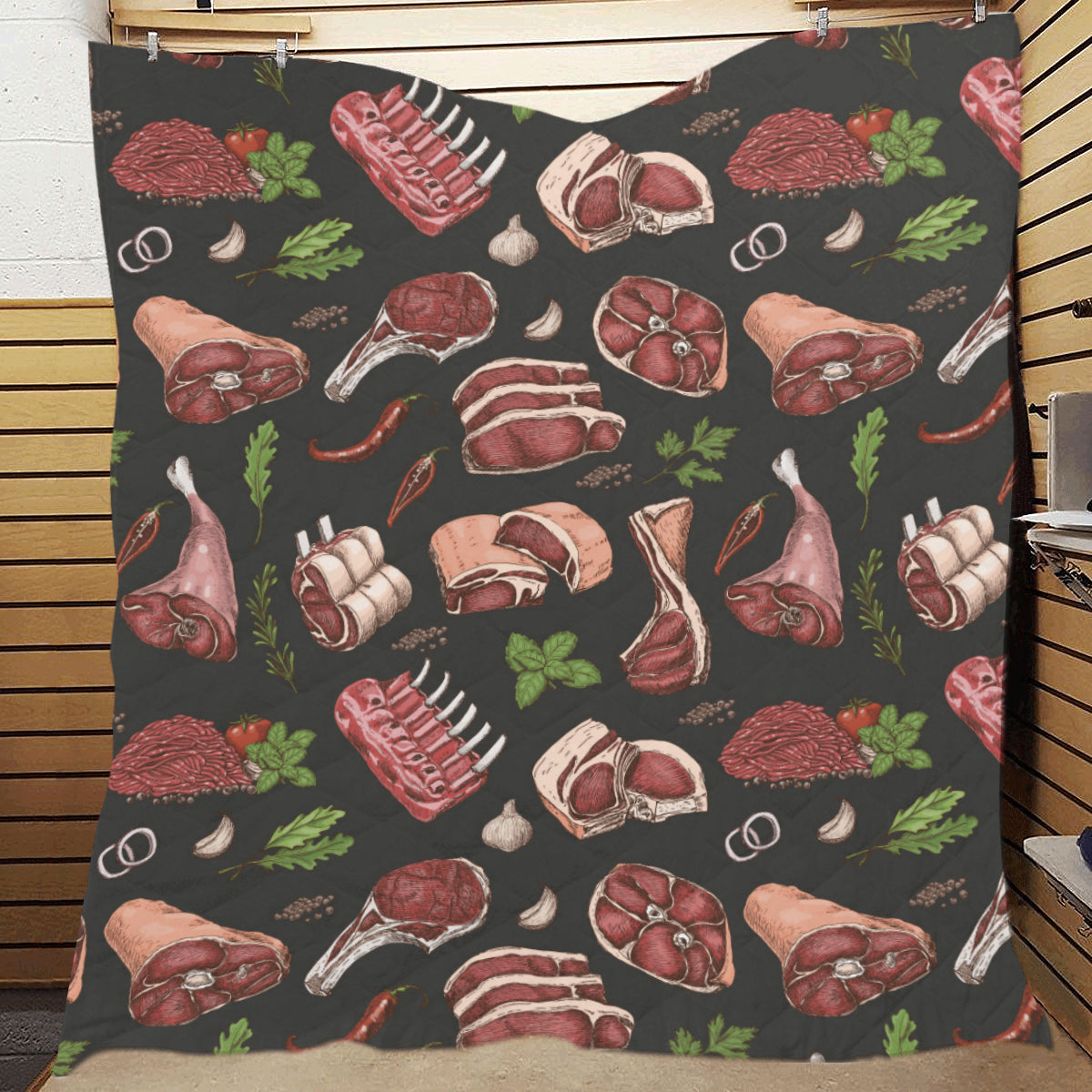 Meat Pattern Print Design 02 Premium Quilt