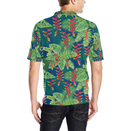 Heliconia Pattern Print Design HL08 Men Polo Shirt