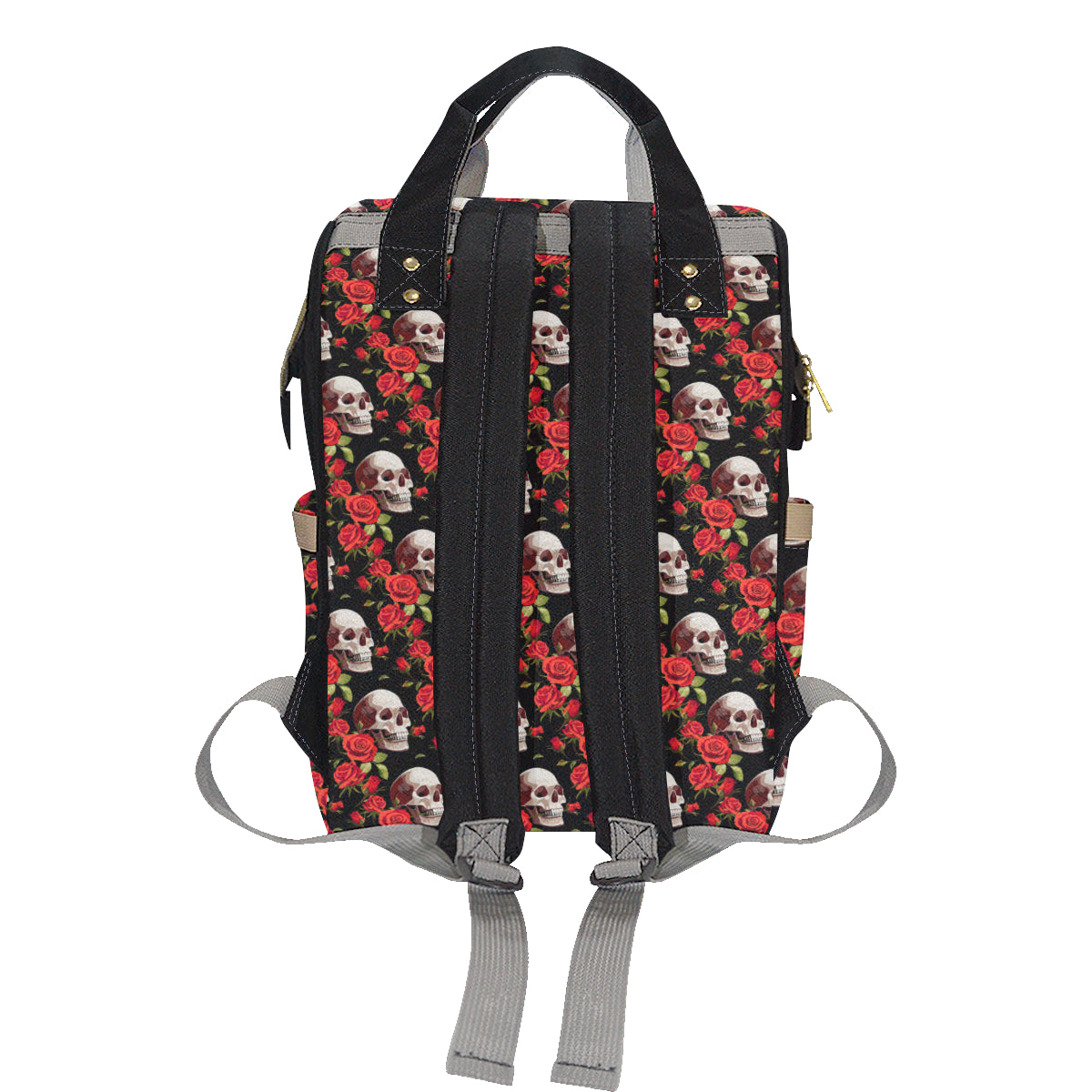 Red Rose Skull Design Print Diaper Bag Backpack
