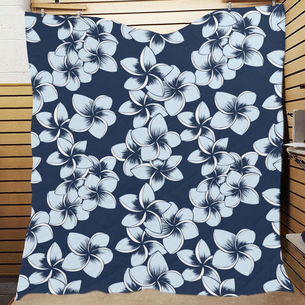 Plumeria Pattern Print Design A02 Premium Quilt