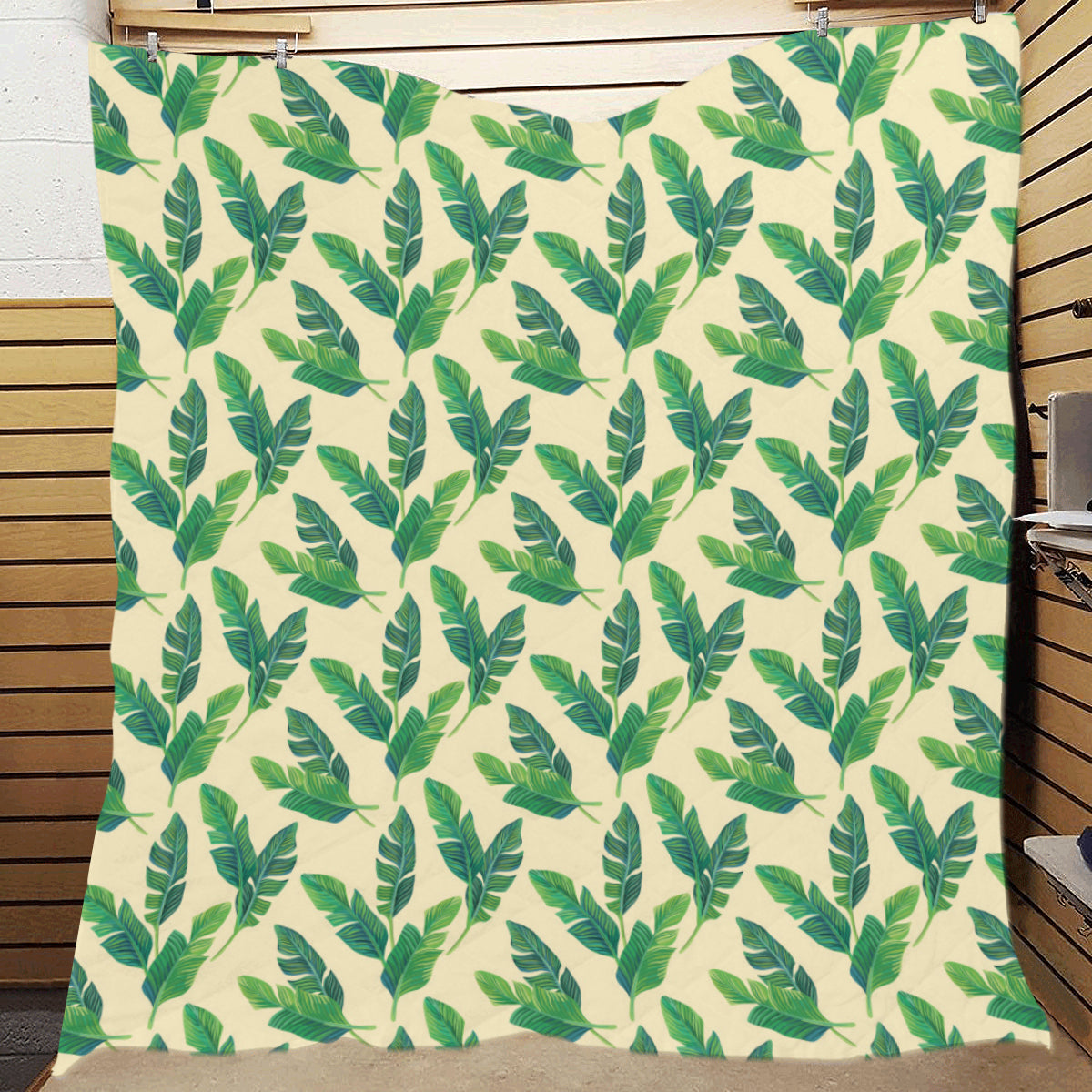 Banana Leaf Pattern Print Design 01 Premium Quilt