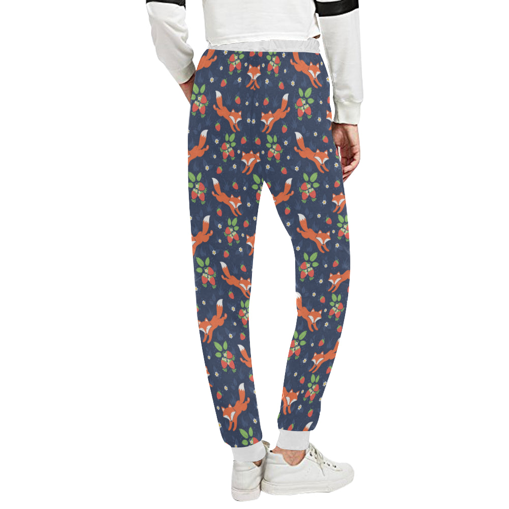 Fox Strawberry Print Pattern Unisex Sweatpants
