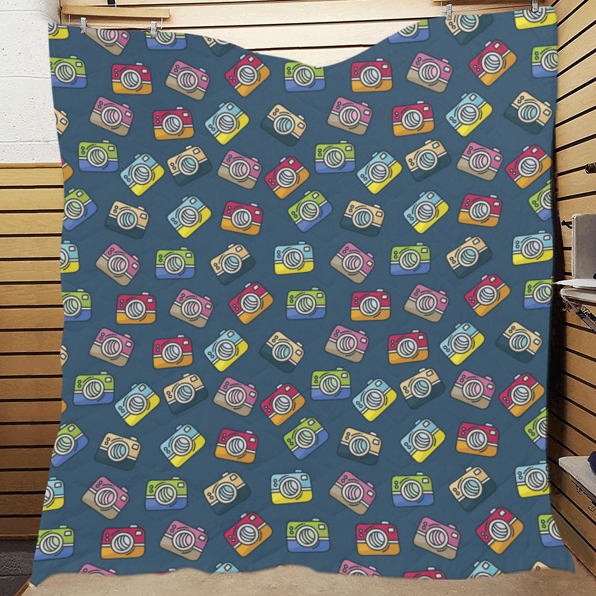 Camera Pattern Print Design 03 Premium Quilt