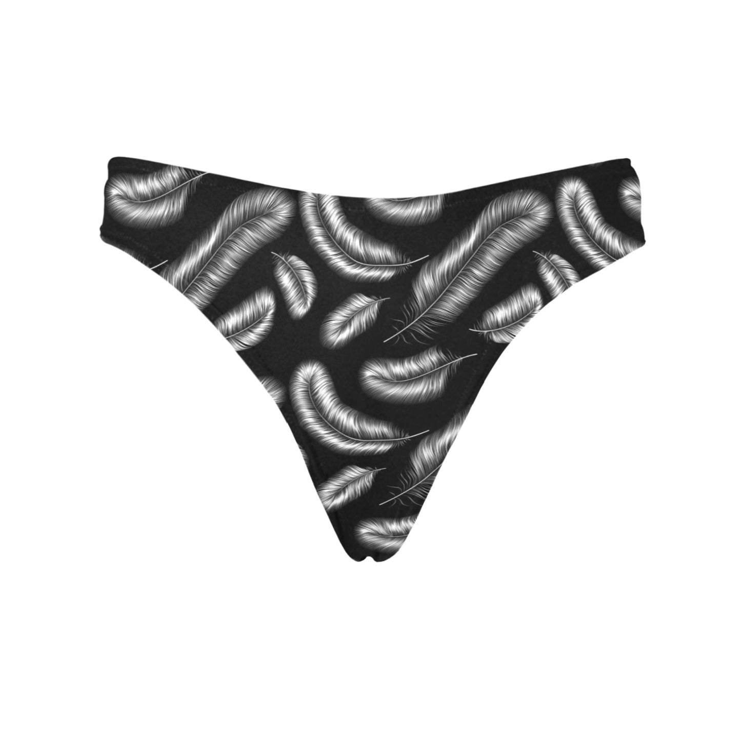 Feather Black White Design Print Women's Thongs
