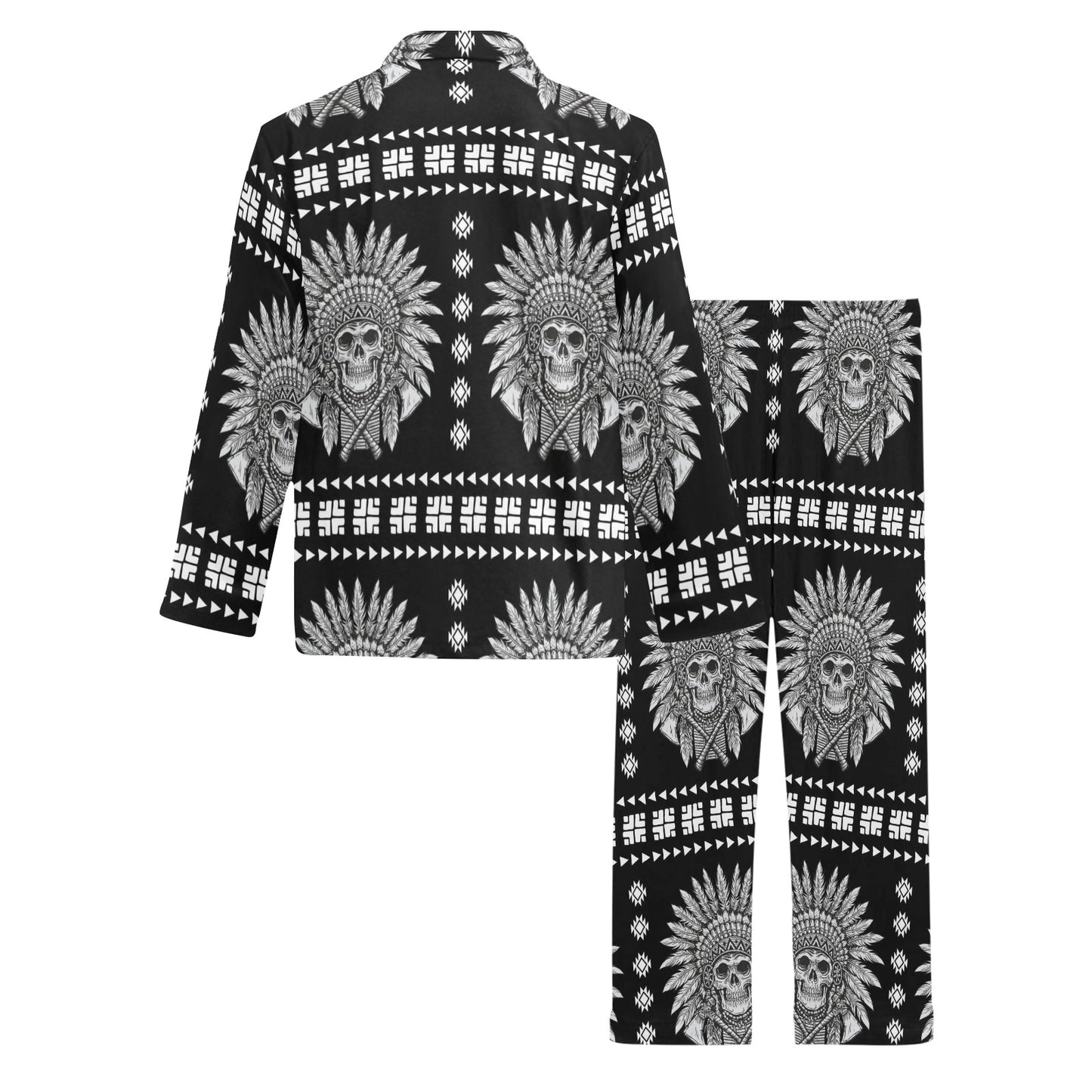 Native American Indian Skull Men's Long Pajama Set