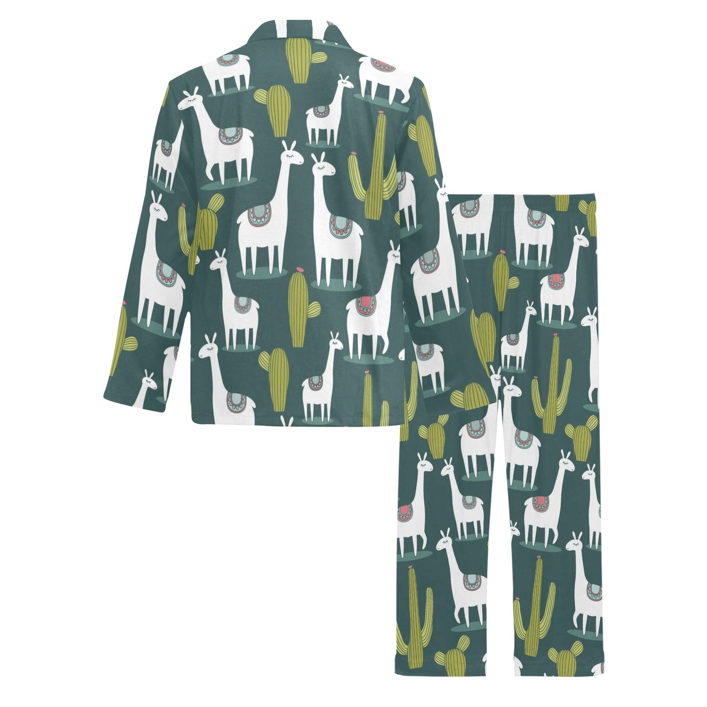 Llama Cactus Pattern Print Design 02 Men's Long Pajama Set