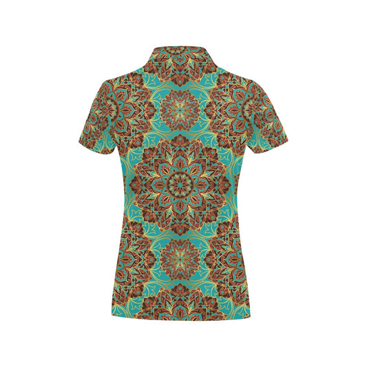 Medallion Pattern Print Design 02 Women's Polo Shirt