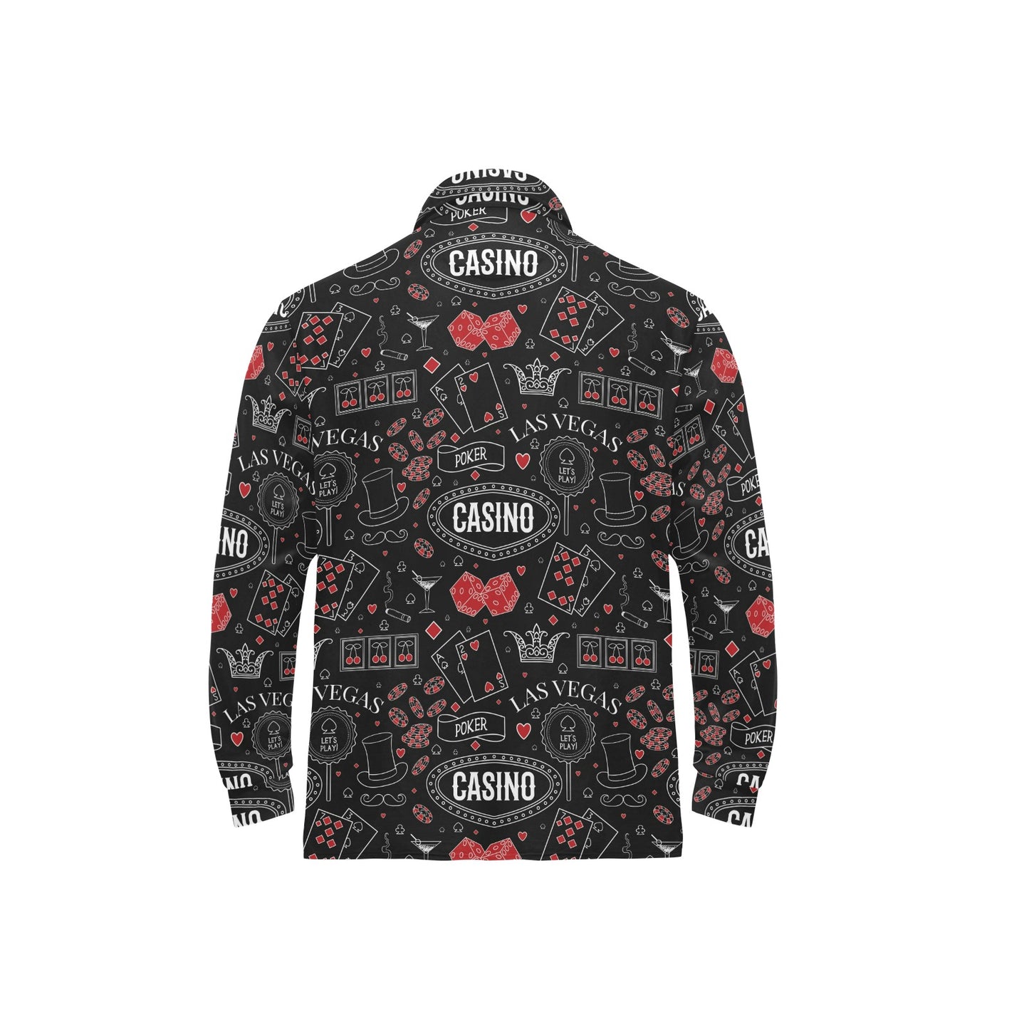 Casino Pattern Print Design 04 Long Sleeve Polo Shirt For Men's