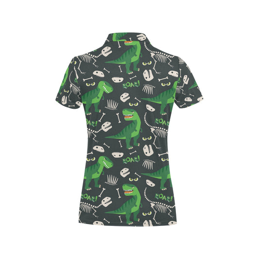 T Rex Pattern Print Design A05 Women's Polo Shirt