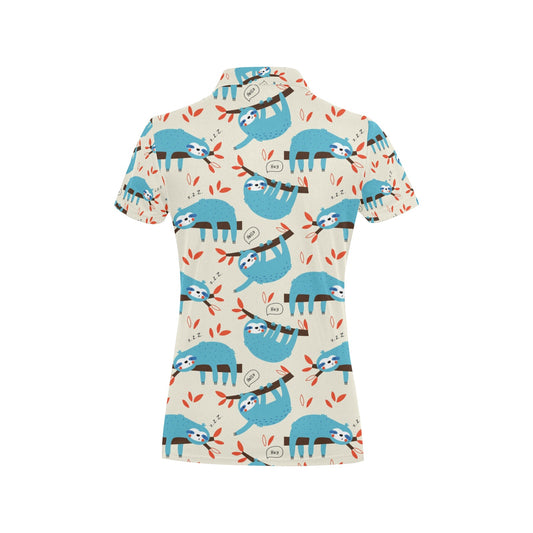 Sloth Print Design LKS3011 Women's Polo Shirt