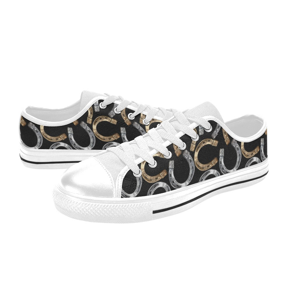Horseshoe Print Design LKS305 Women's White Low Top Shoes