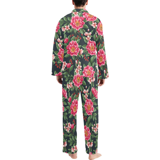 Summer Floral Pattern Print Design SF06 Men's Long Pajama Set