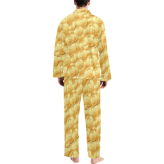 Dollar Pattern Print Design DO03 Men's Long Pajama Set