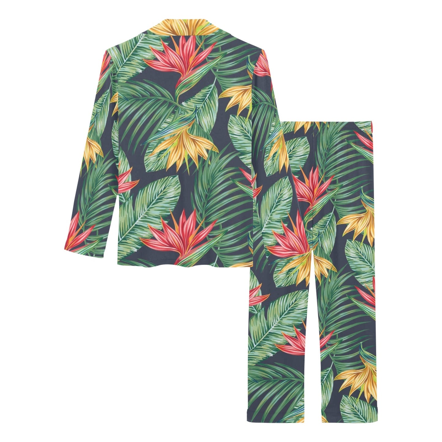 Bird Of Paradise Pattern Print Design BOP09 Women's Long Pajama Set