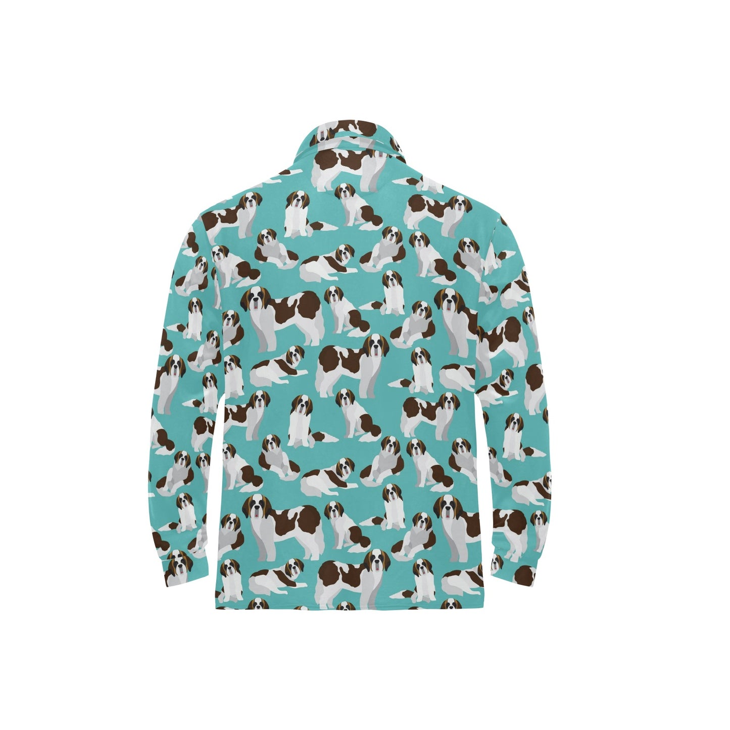 St Bernards Print Design LKS302 Long Sleeve Polo Shirt For Men's
