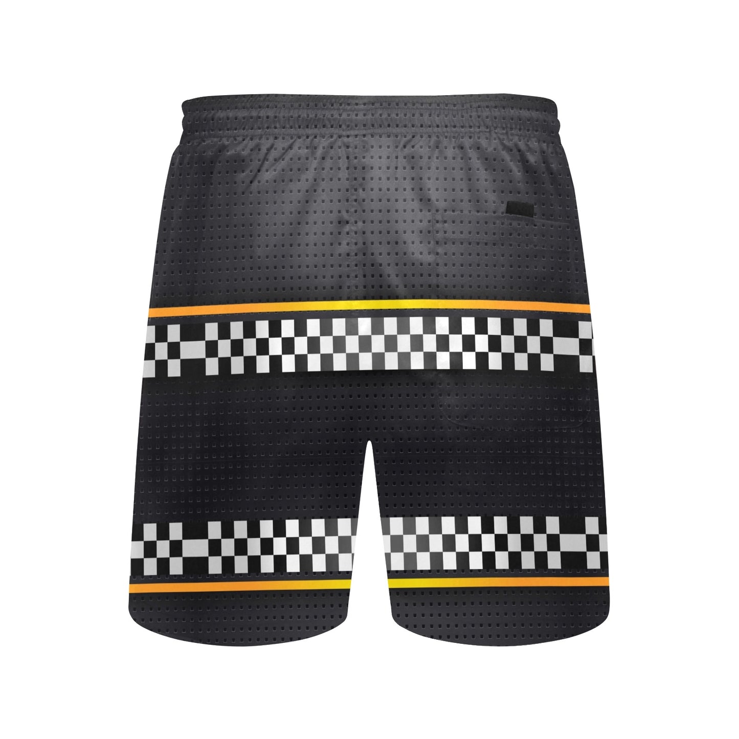 Checkered Flag Yellow Line Style Men's Swim Trunks Beach Shorts