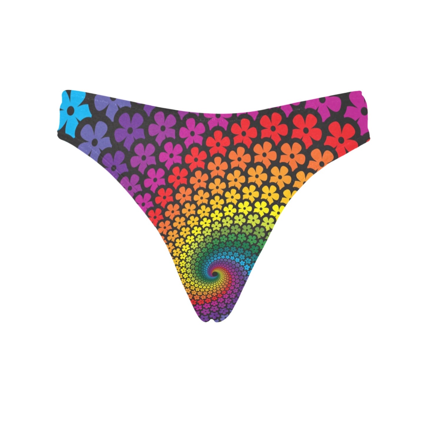 Flower Power Rainbow Spiral Print Women's Thongs