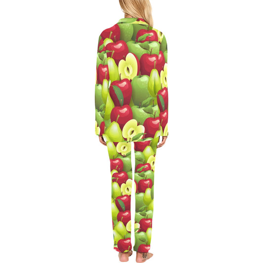 Apple Pattern Print Design AP03 Women's Long Pajama Set