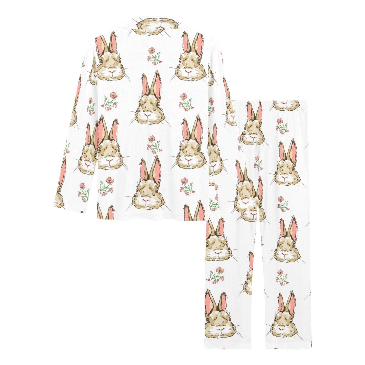 Rabbit Pattern Print Design RB09 Women's Long Pajama Set