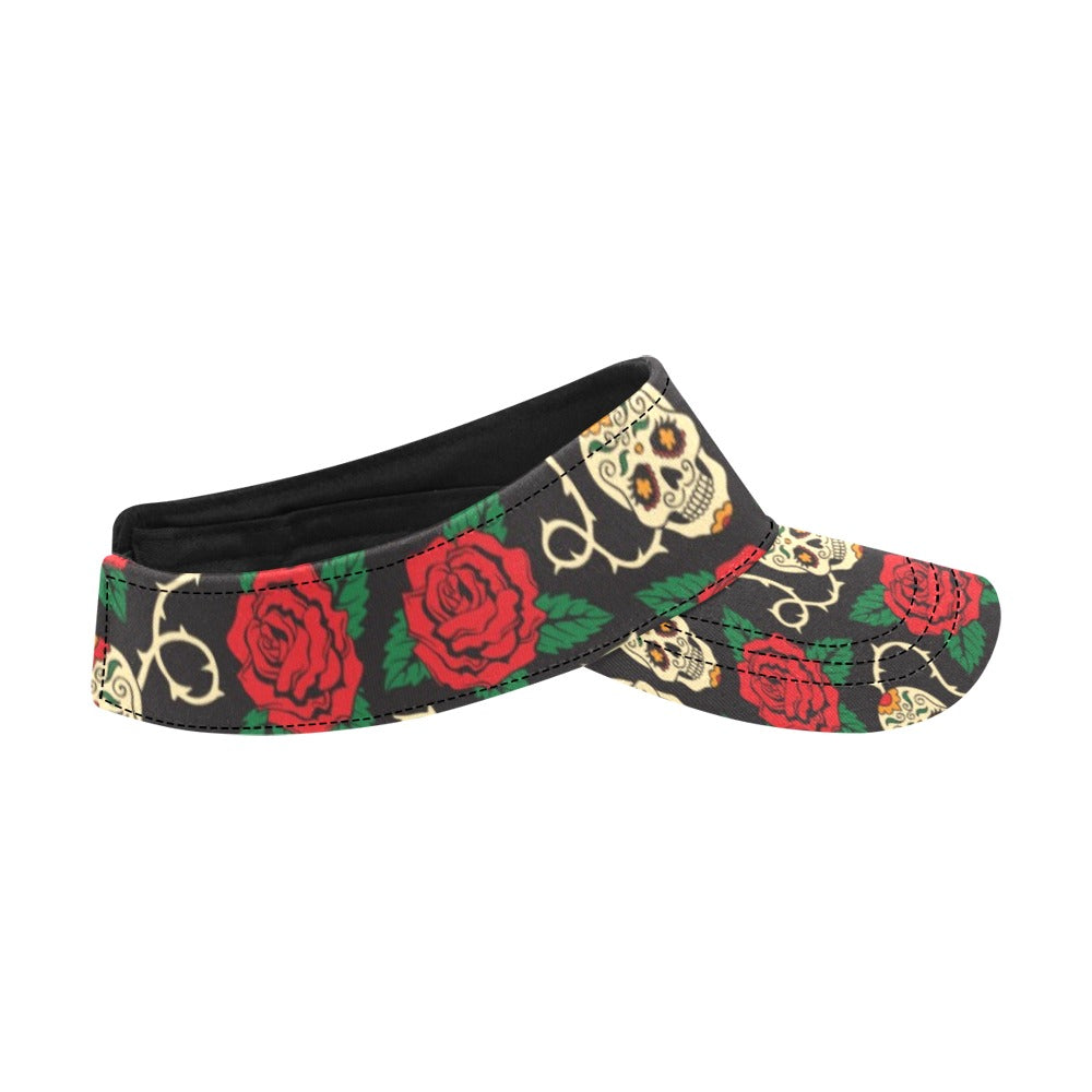 Sugar Skull Red Rose Print Design LKS301 Unisex Sun Visor