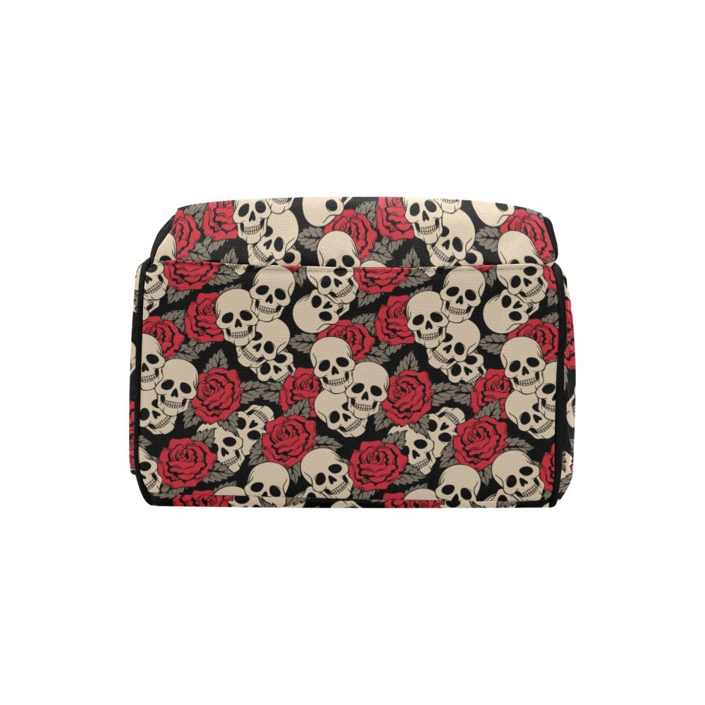 Skull And Roses Print Design LKS301 Diaper Bag Backpack