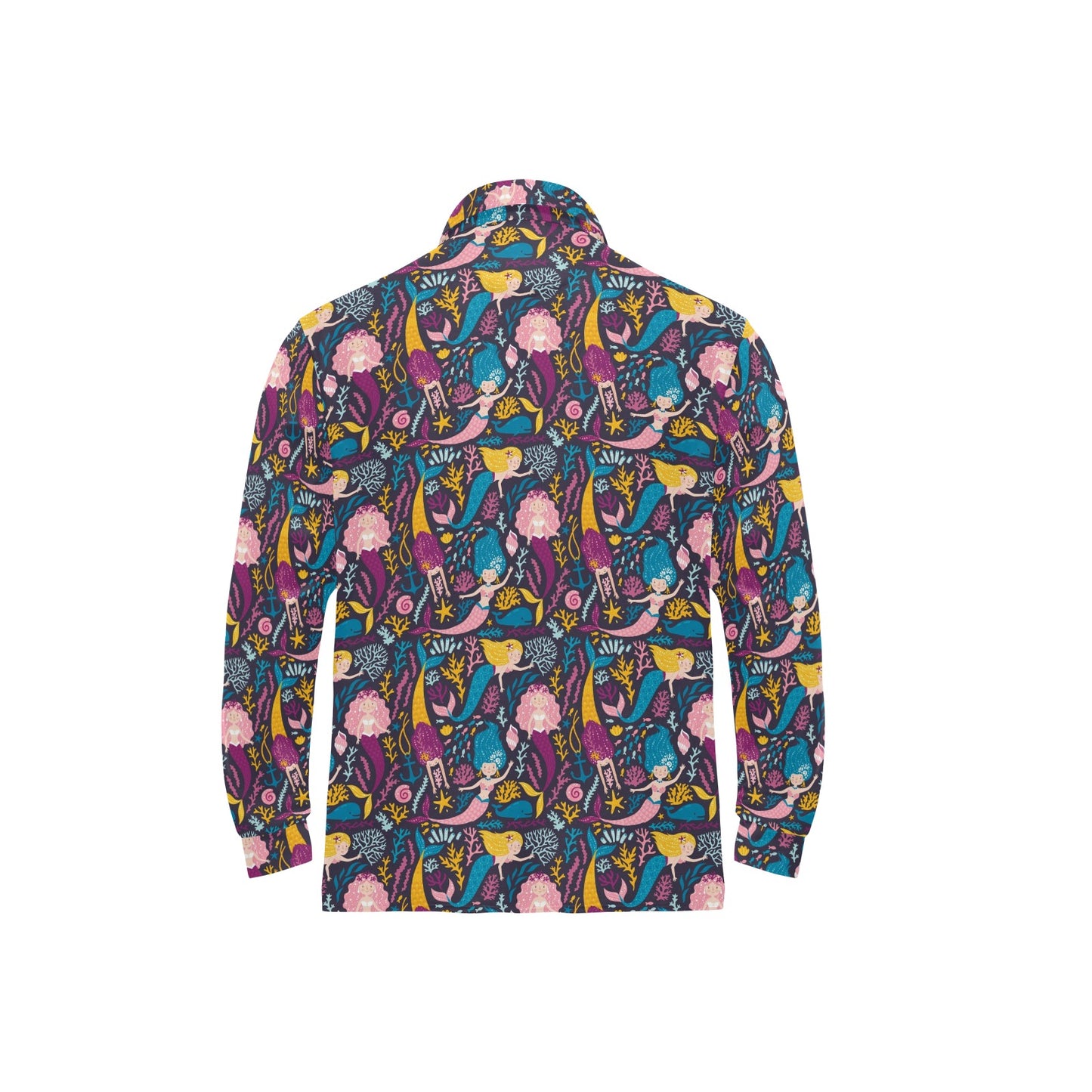 Mermaid Pattern Print Design 08 Long Sleeve Polo Shirt For Men's