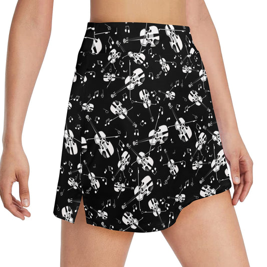 Violin Print Design LKS404 17" Golf & Pickleball Skort with Pockets