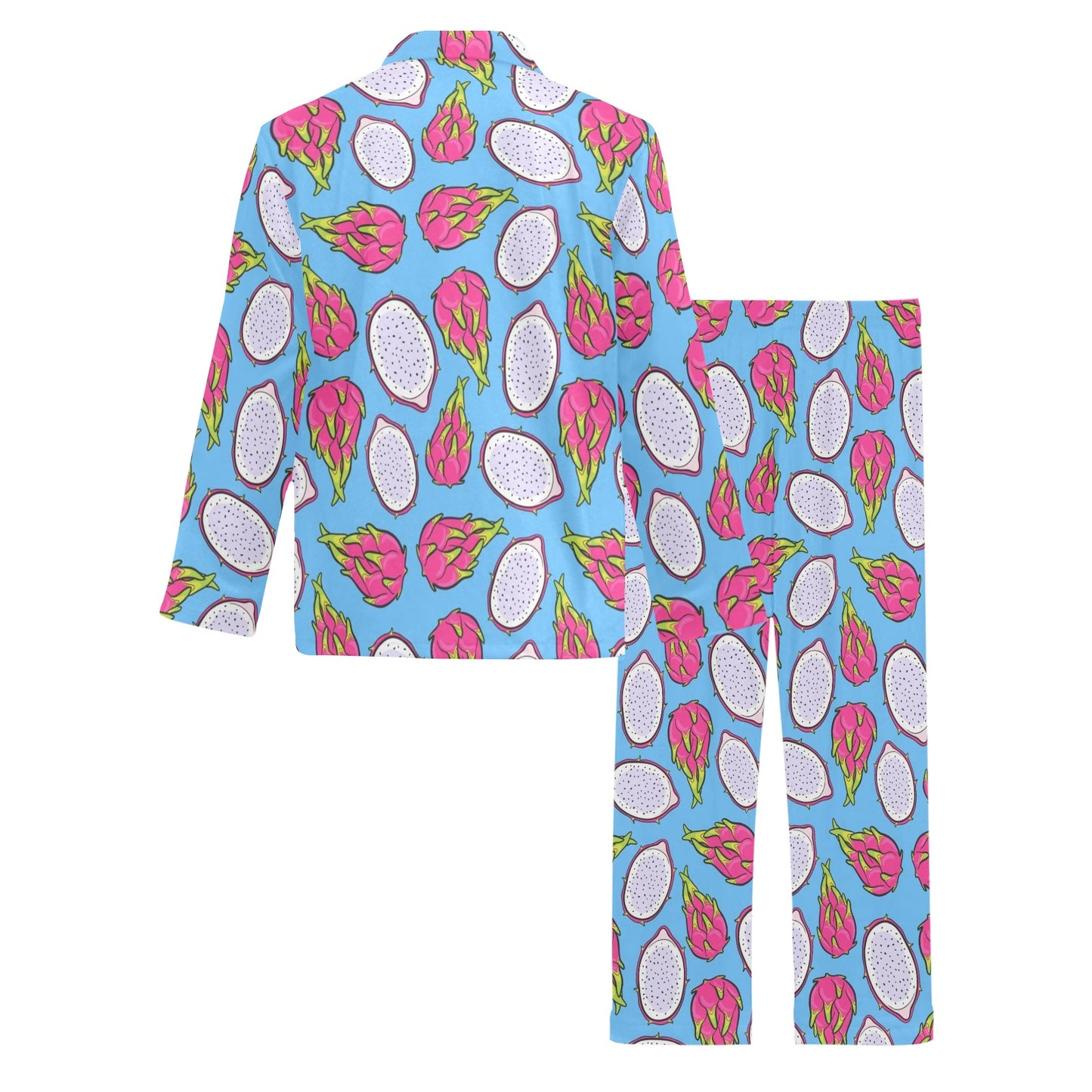 Dragonfruit Pattern Print Design DF04 Men's Long Pajama Set
