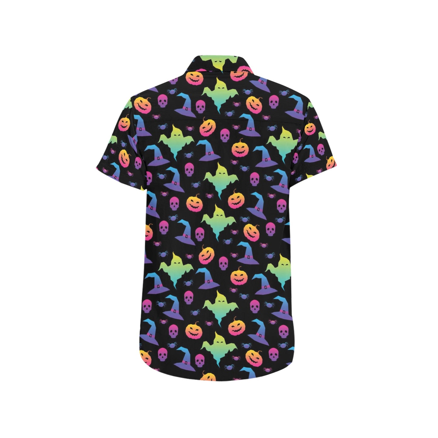 Halloween Print Design LKS404 Men Short Sleeve Button Up Shirt