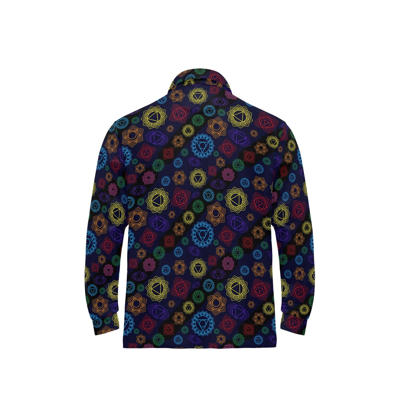 Chakra Colorful Print Pattern Long Sleeve Polo Shirt For Men's