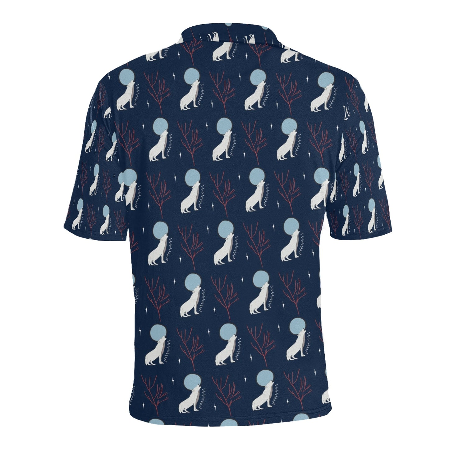Wolf Moon Print Design LKS304 Men Polo Shirt